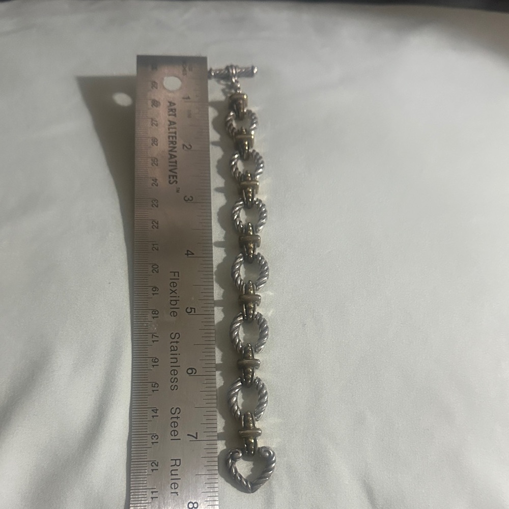 Brighton Two-Tone Twisted Heart Link Bracelet - Silver and Gold